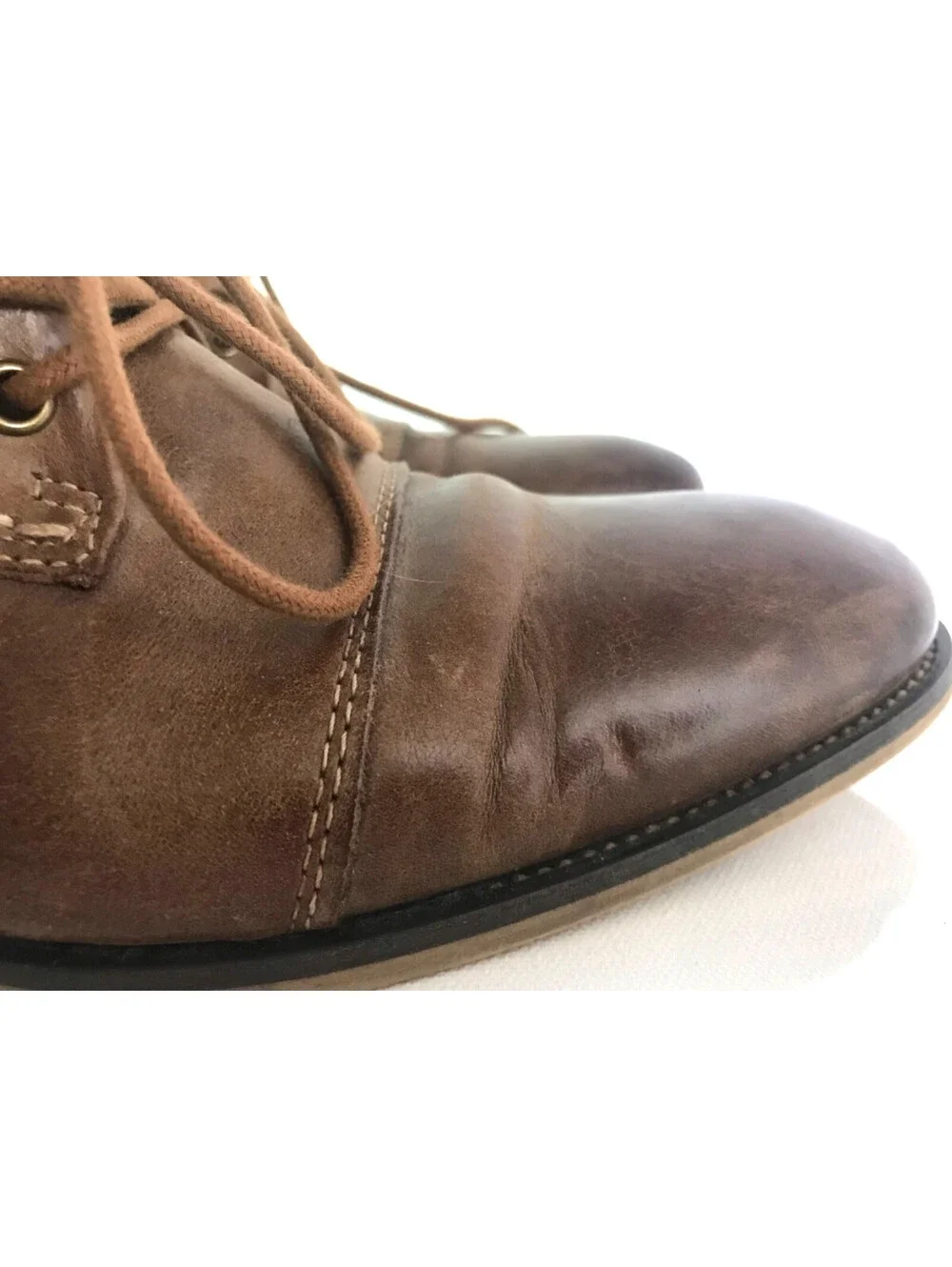 Steve Madden Mens P-Klatin Brown Leather Lace-Up Ankle P-Klatan Boots Size 9